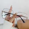 Vintage Retro Anti Blue Ray Eyeglasses for Women Fashion Large Metal Framed Eyeglasses No Degree Reading PC Eyewear