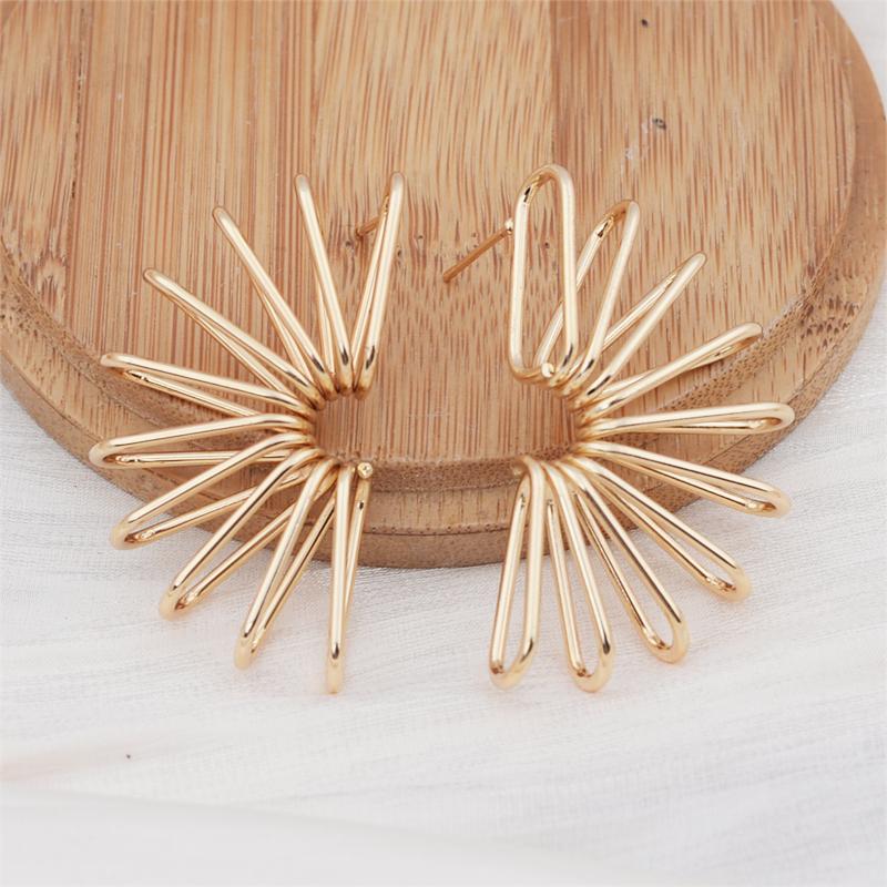 Exaggerated Irregular Fan C Shape Radiation Drop Earrings for Women Brincos Simple Party Hollow Geometry Jewelry Wholesale