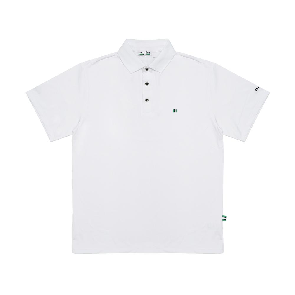 TRIMERE Simple Logo Wappen Short Sleeve Polo Tee F/L Man White