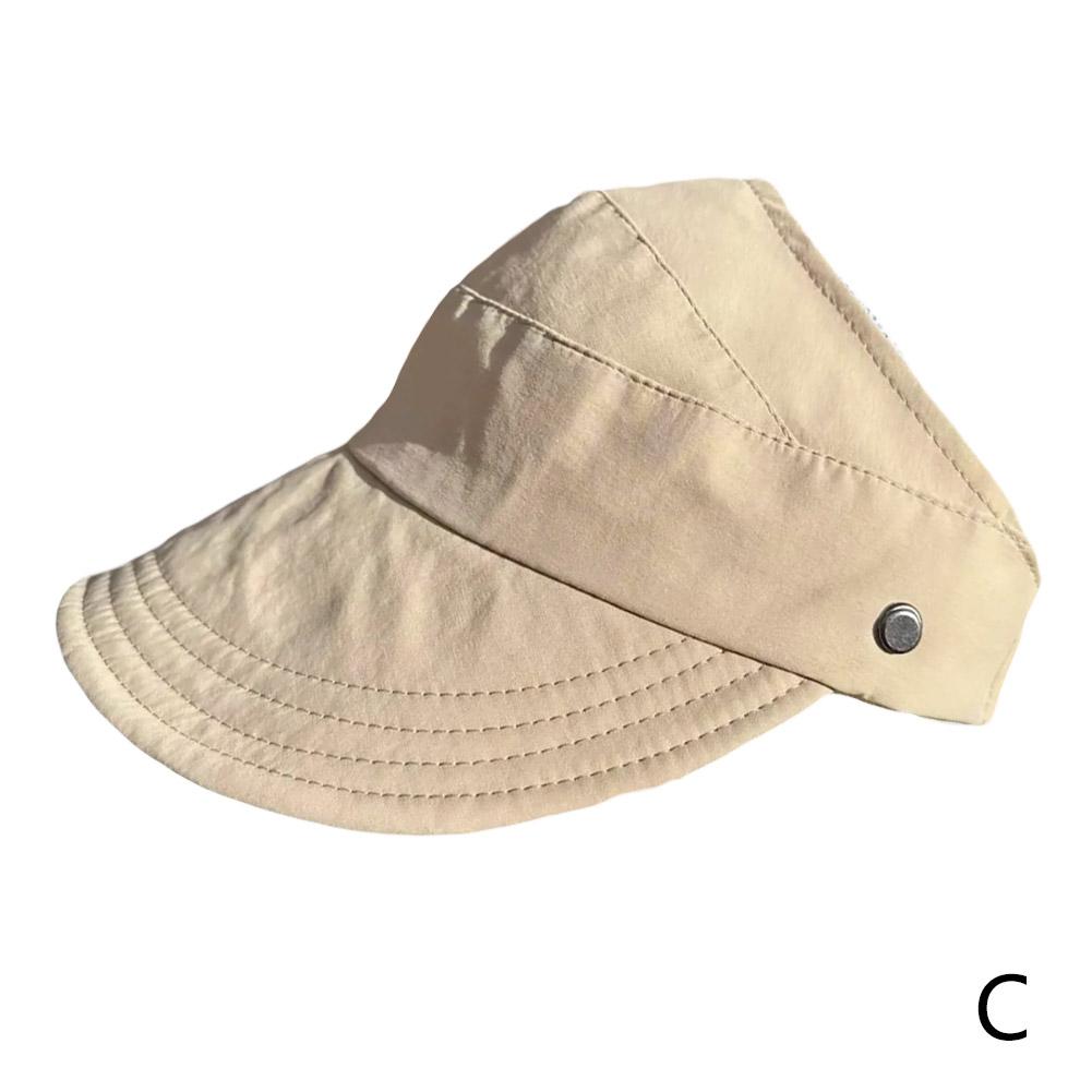Sommer Sonnenhut mit breiter Krempe für Damen, faltbar, verstellbar, für den Strand, Fischerhut, UV-Schutz, Visiere, Fischer-Pferdeschwanz-Caps