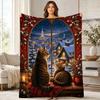 Christmas Tabby Cats By Snowy Window Coral Fleece Blanket
