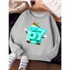 Unisex Kids Crewneck Sweatshirt For Over 4 Years Old Boys Girls Cute Mint Ice Cream Number 67 Cartoon Print Red Long Sleeve Pullover For 4-12 Kids