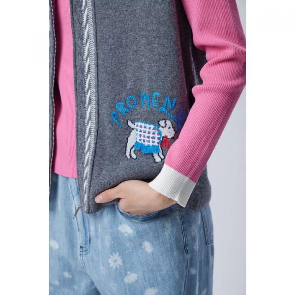 Benetton Intarsia Dog Hooded Knit Vest Bakvf1611