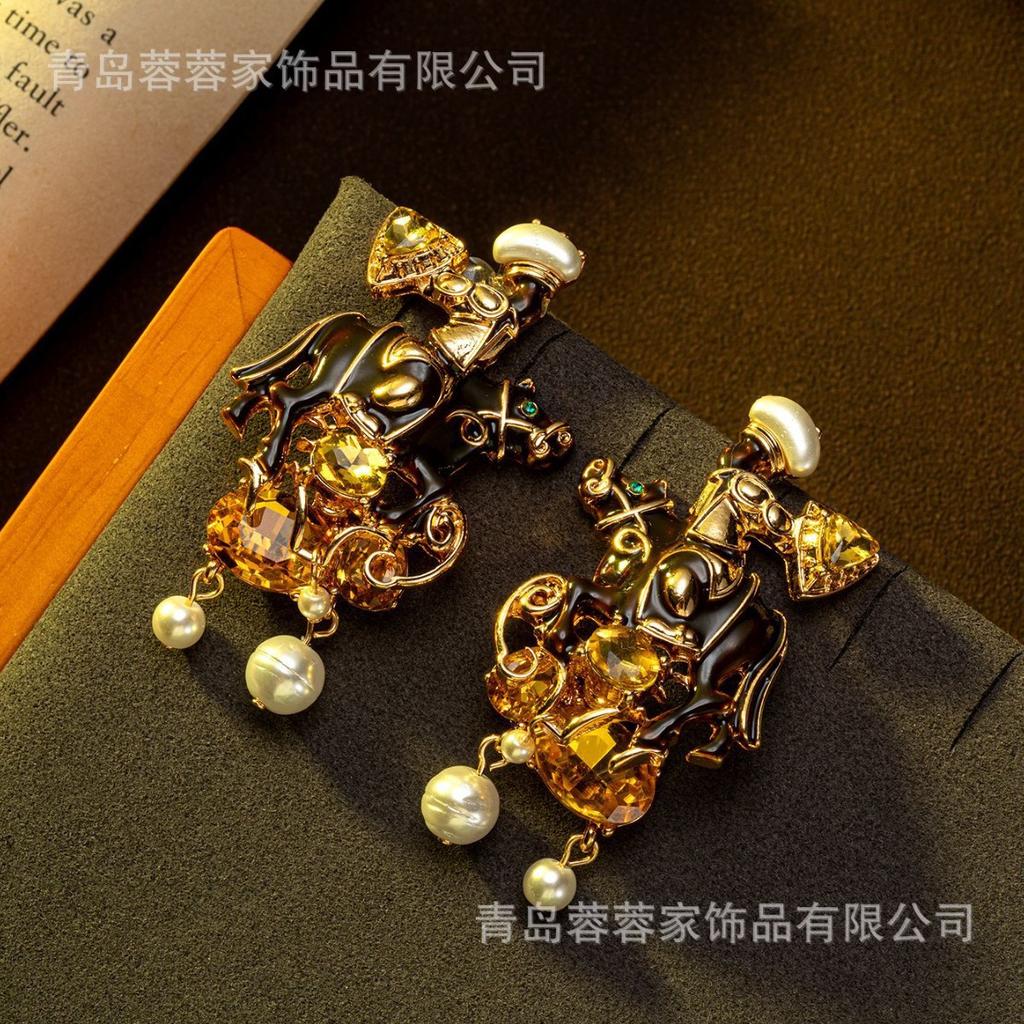 Joias Moda Personalidade Gotejamento de Óleo Indústria Pesada Cor Tesouro Brincos Medieval Nicho Design Criatividade Único