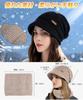 HUHUKEEP Neck Classic Brim Knit Hat with Extra Thick Pile Protection from the Cold and Soft Slimming No Knit Solid Black Women's Warmer, Cloud-Like