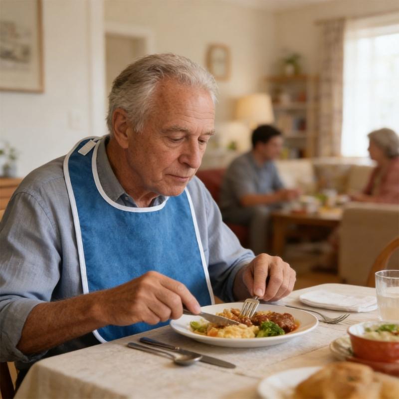 4Pieces Senior Dining Bibs Soft Polyester Fabric Adjustable Bibs For Adult Elderly Mealtimes Protections Feeding Supply