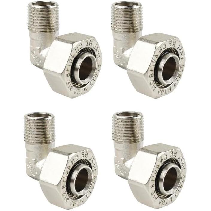 M8086 2 PCS Maxline 90 Degree Elbow Fitting 3/4 Tubing X 1/2" Male NPT Compressed Air Piping, Air Line Fittings For Shop Garage Compressed Air Line