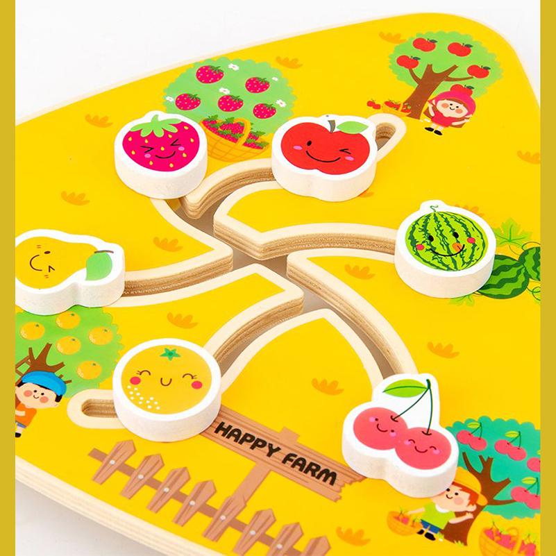 1Pc Triangular Wooden Track Pairing Toy Cartoon Slider Movable Color Shape Recognition Game Suitable For Children Ages 3+