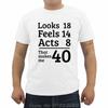 Unisexs Oneck Short Sleeve Tshirt Funny Looks 18 Feels 14 Acts 8 Really 40 40th Birthday Gift Unisexs T Shirts Casual Tees Tops