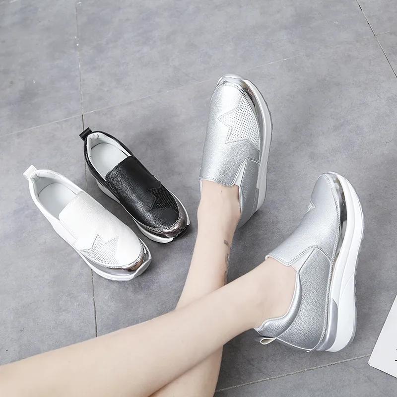 Large Size Rhinestone Casual Shoes Women's One-step Wedge Heel Low-cut Comfortable Lightweight All-match Loafers