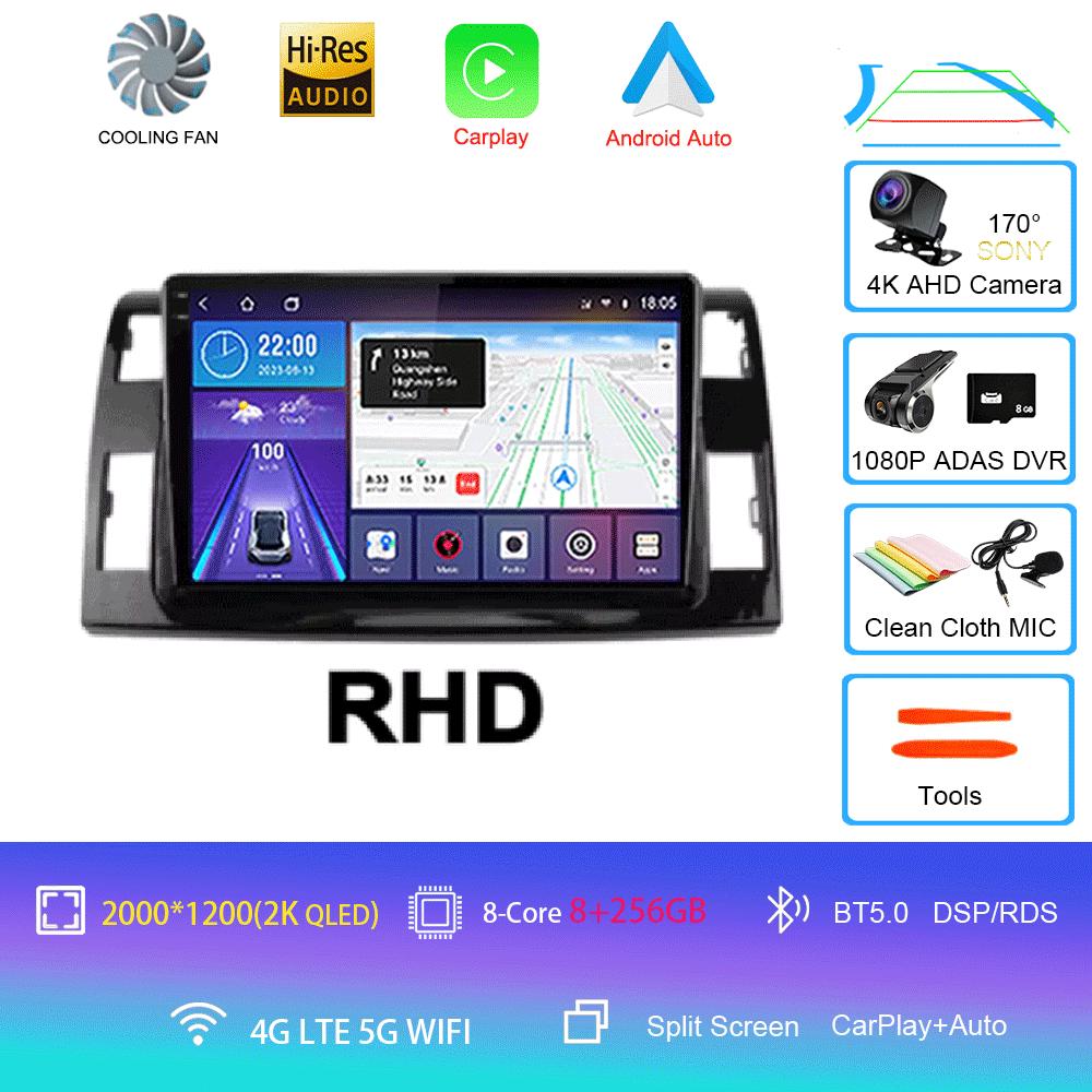 Android 14 For Toyota Previa 3 III XR50 Estima 2006 - 2019 Multimedia Blu-ray QLED Screen Navigation GPS No 2 Din Player