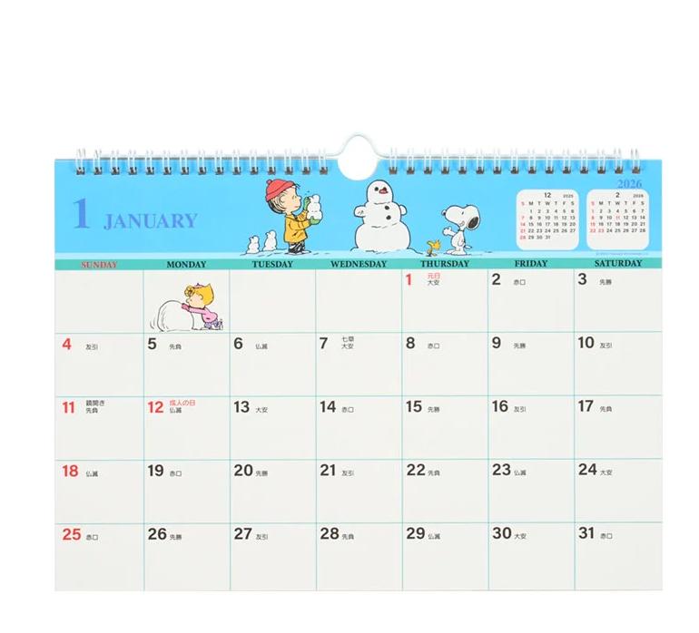 Sanrio Snoopy A4 Wall Calendar 2026 Japan NEW Sanrio Characters