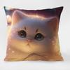 Cute Cat Pattern Decorative Pillowcase Living Room Bedroom Square Cushion Pillowcase