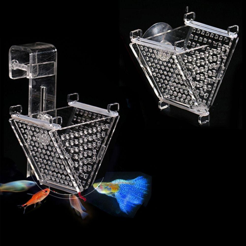 Acrylic Red Blood Worm Fish Feeder Mini Clear Water Planting Cylinder Cup with Suction Cup Hanging Worm Funnel Cup