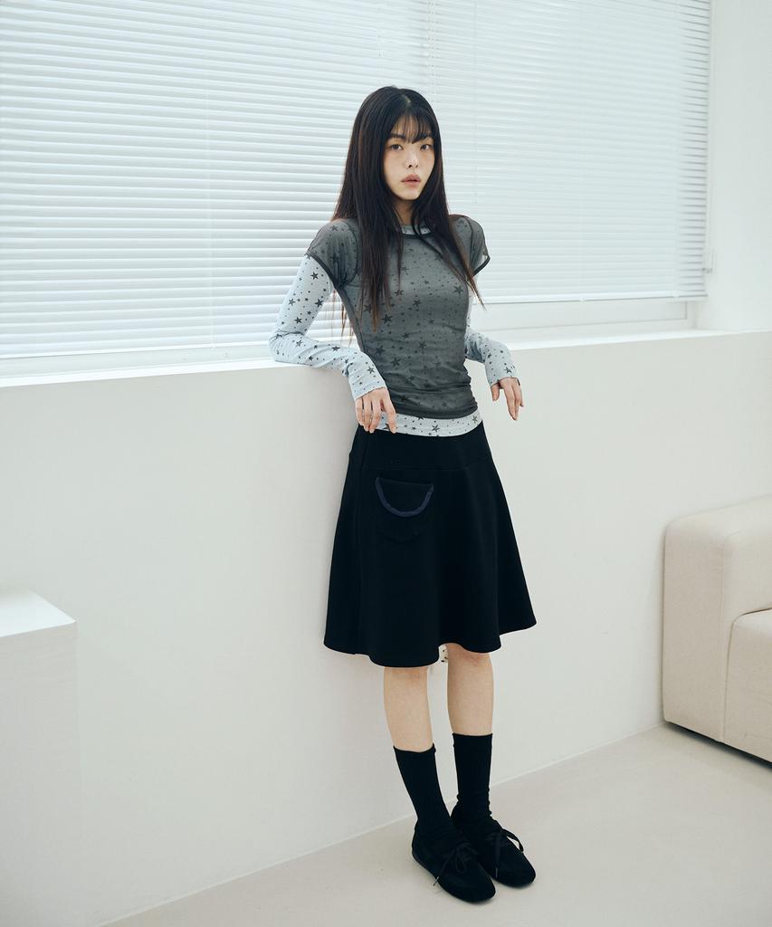 Mihebeu Star Layered Long Sleeve Set Sky Blue Gray