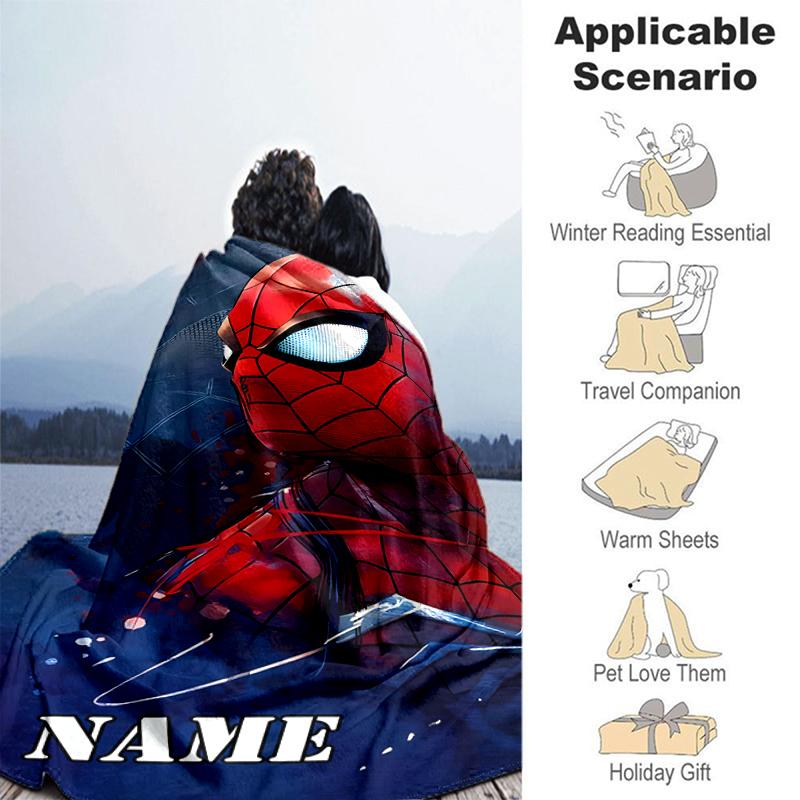 Customiz Name Personality Spider-Man Blanket Soft &Warm Sofa Office Bed Travel Lunch Break Blanket, Gift Suitable All Seasons