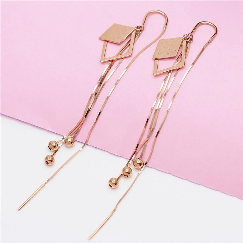 Изысканные Русские Серьги-цепочки с бахромой Фиолетово-золотые Позолоченные розовым золотом Простые трендовые серьги Серьги из цветного золота  Змеиная кость  Изысканные