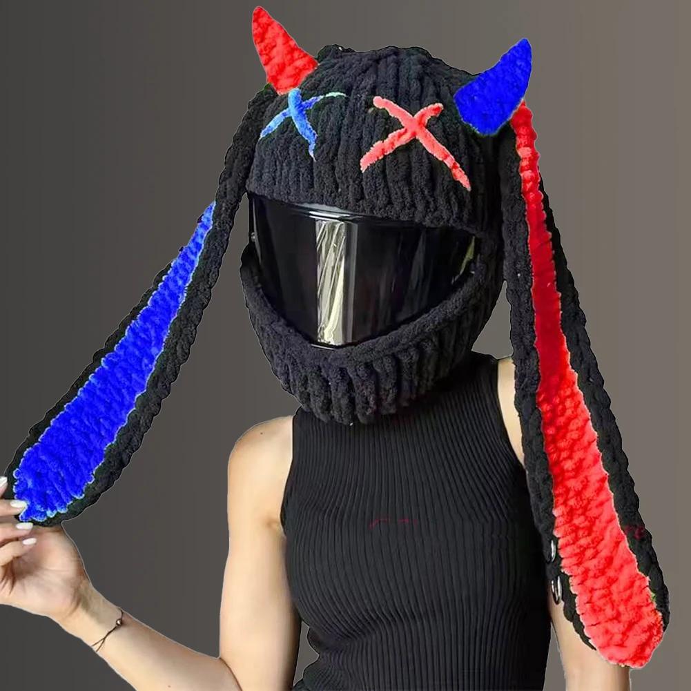 Creative Hand Crocheted Cartoon Personalized Motorcycle Helmet Protective Cover, Trendy Halloween Funny Helmet Cover Headwear