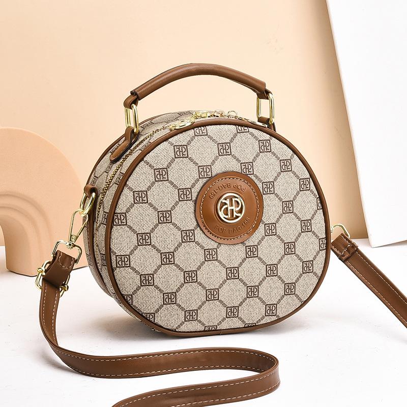 

Женская сумка летняя сумка женская 2025 новая трендовая модная универсальная круглая сумка-мессенджер высококлассная портативная маленькая круглая сумка хаки