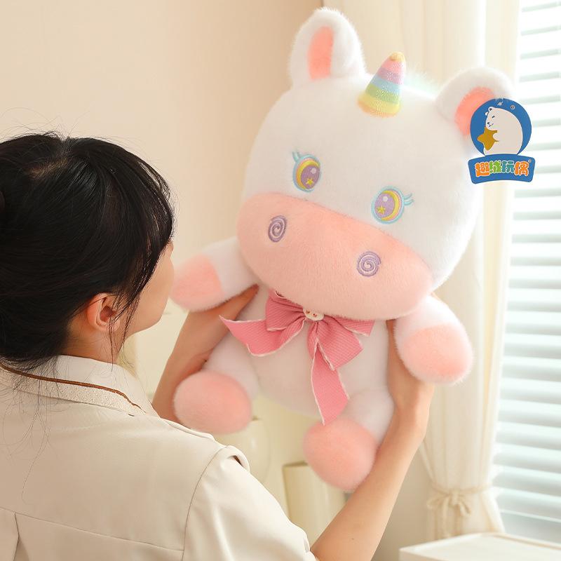 Cute Bow Tie Unicorn Plush Toy Girl Birthday Gift Calf Sleeping Pillow Claw Grabbing Machine