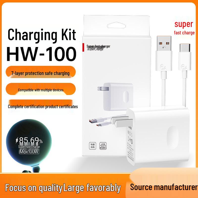 Huawei Honor 100W Charger: Type-C Super Fast Charge for P60/Mate60, 3C Certified.