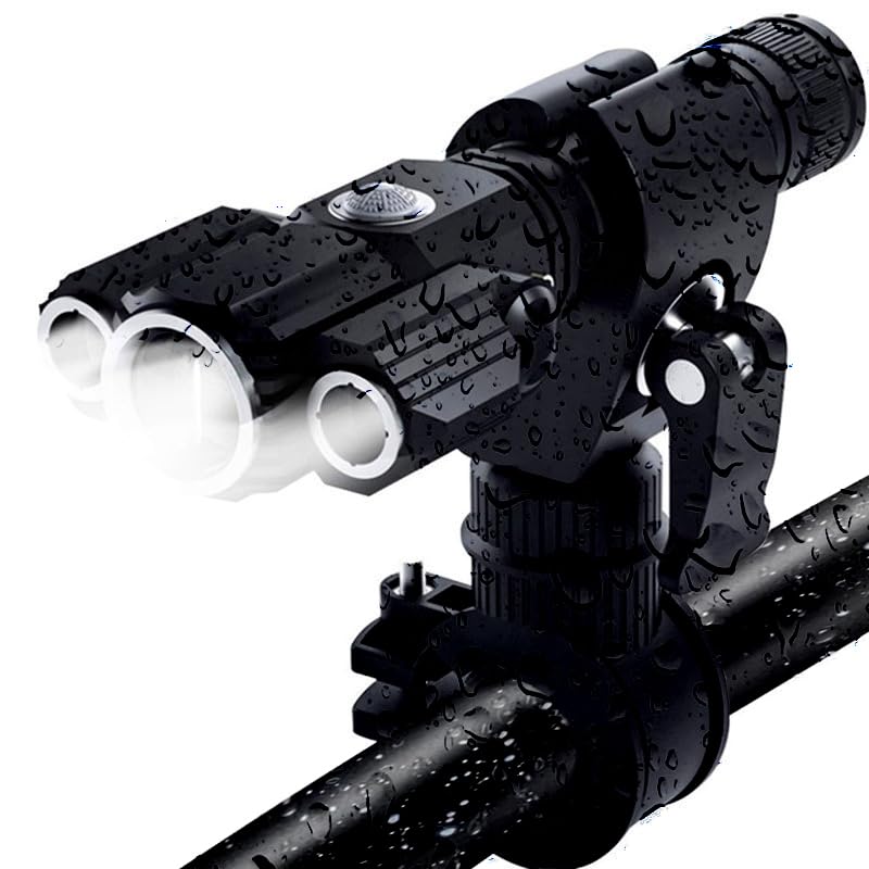 

Bicycle Light Flashlight Waterproof High Powerful Lamps 4 Dimming Cross Easy External Mount Headlight, Type-C Rechargeable/Battery Operated, LED, чёрный