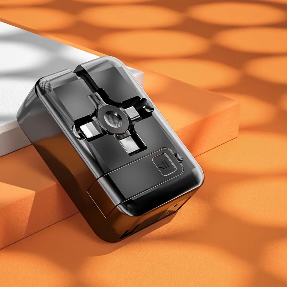 Suport telescopic multifuncțional 3 în 1 cu cablu de încărcare super rapidă și sincronizare a datelor pentru telefoane mobile - PVC rezistent, formă rotundă