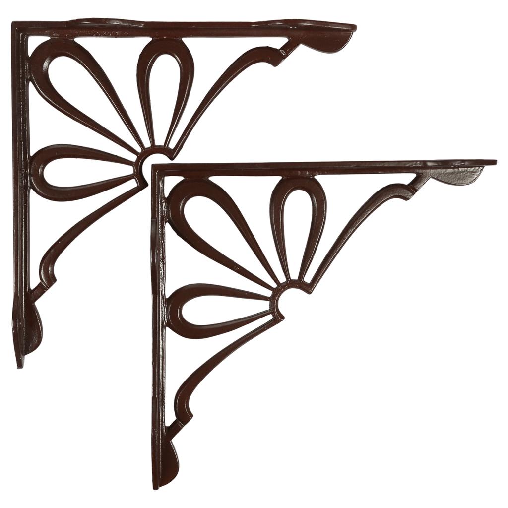 2 Cast Iron Wall Shelf Brackets Support Bracket Brown
