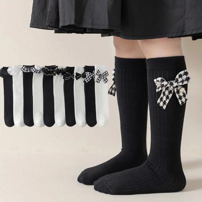 1 Pair Princess Kids Sock for Girl Sweet Lace Ruffle Bowknot Calf Sock for Children Spring Autumn Soft Cotton Baby School Sock