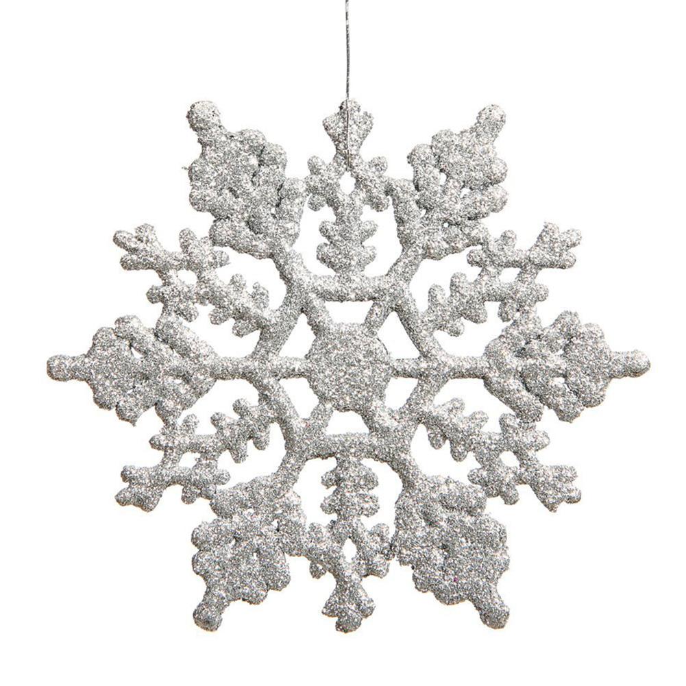 

24/36pcs Christmas Glitter Snowflower Ornaments Xmas Tree Pendant Decoration 4Inch silver24pcs