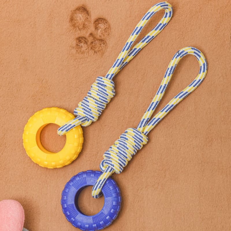 [Pet] Yellow Blue Round Rope Ball