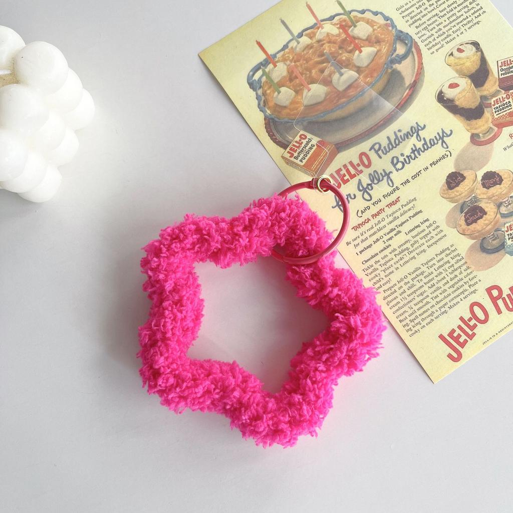 Japanese and Korean Plush Star Bracelet Wrist Strap Phone Case Keychain Autumn Winter Versatile with Spacer Hanging Buckle New Sweet Style