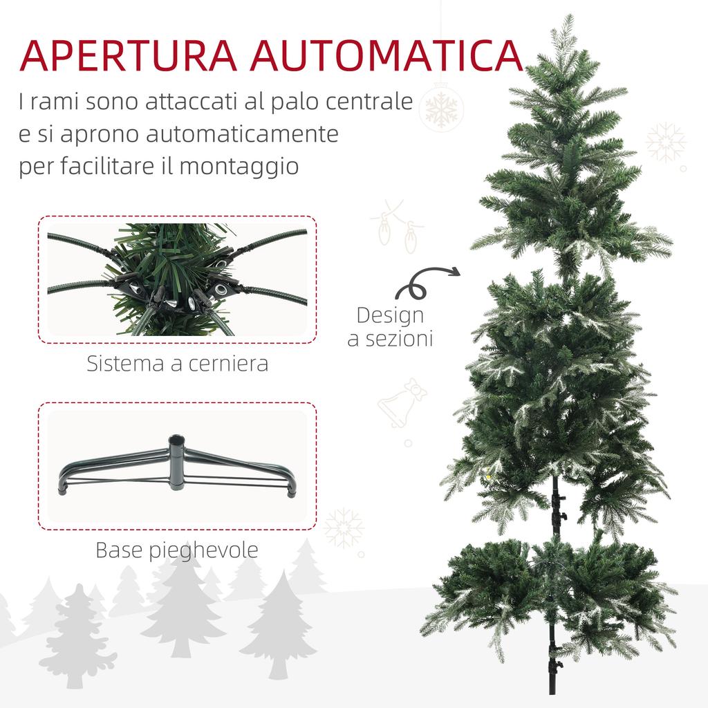 Snowy Christmas Tree with 850 Branches and Sectional Design, in Plastic and Steel, Ø110x180 cm, Green