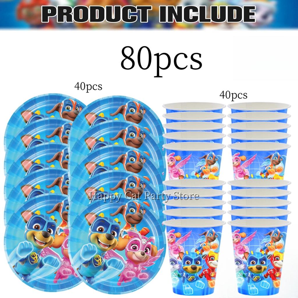 40pepole PAW Patrol Disposable Tableware Set Birthday Party Decor Patrol PAW Paper Plate Cup Kids Girls Favors Party Supplies