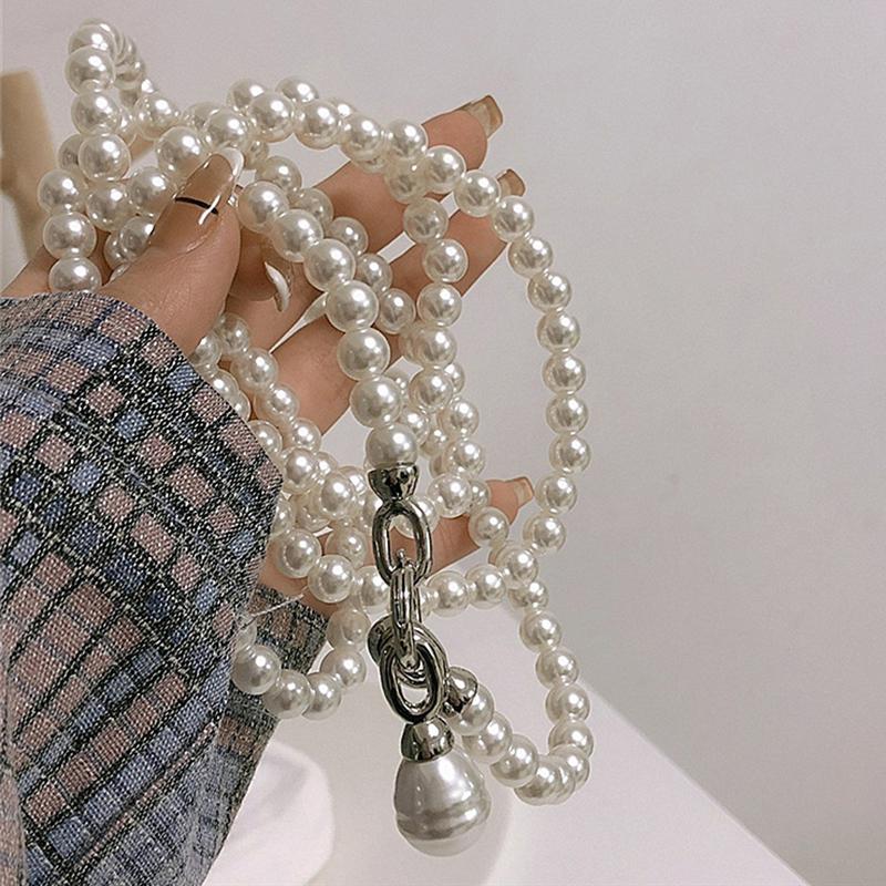 Personality Pearls Long Body Chain For Women Girls Versatile Chains Backpack Crossbody Jewelry Suit Accessories Gifts