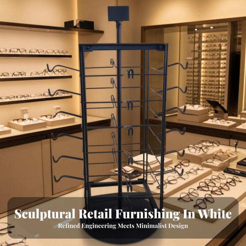 Powder-Coated Rotating Eyeglass Display Rack Compact Easy