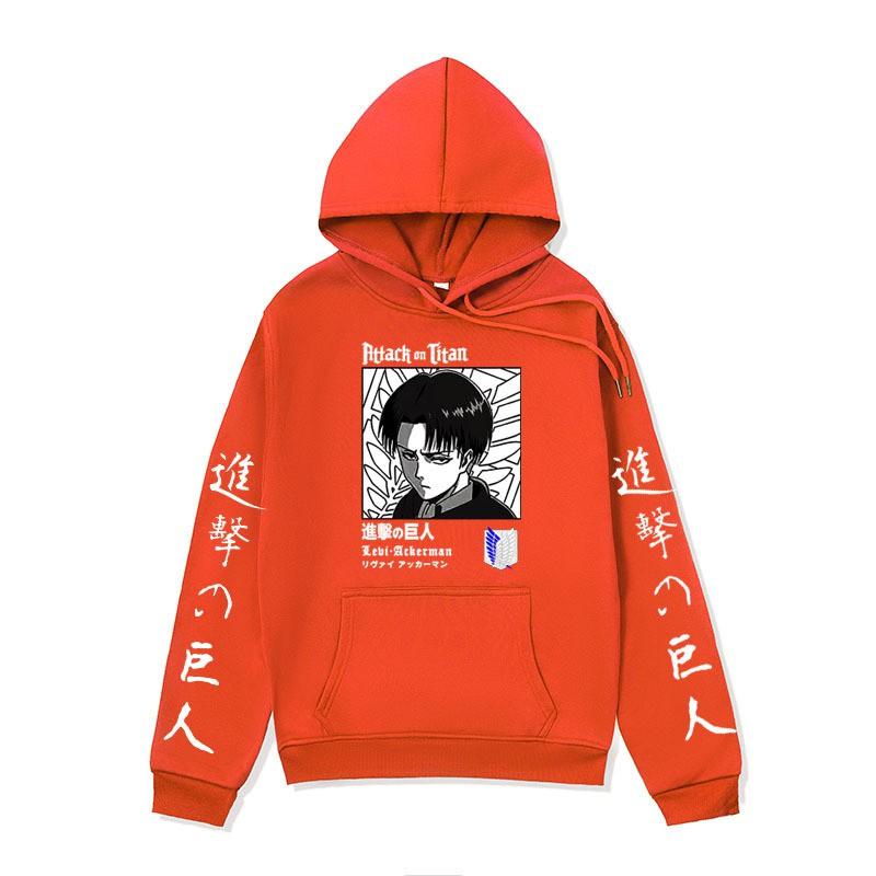 Mens Attack On Titan Anime Hoodie Winter Fleece Lined Oversized Streetwear Sweatshirt Youth Casual Wear
