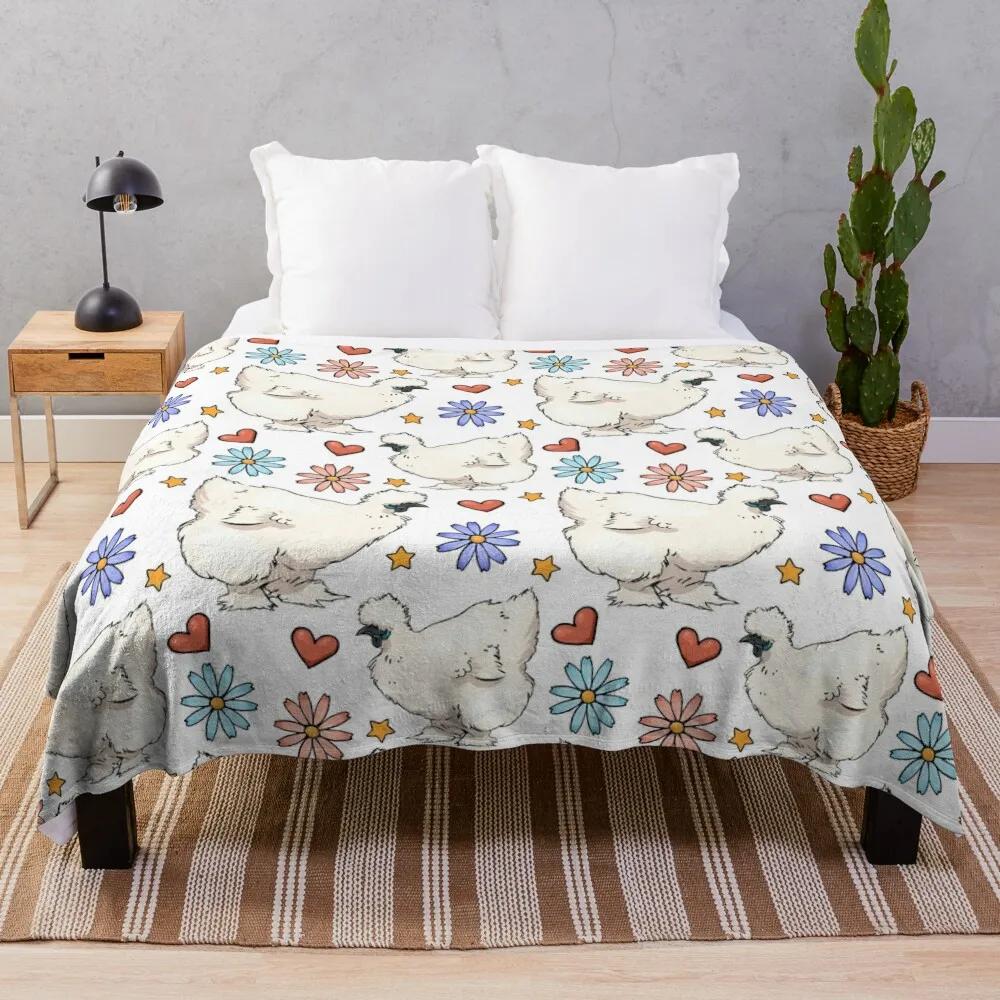 Cartoon Chicken Pattern Flannel Throw Blanket Egg Rooster Blanket Lightweight Warm Super Soft For Couch Sofa Bed Festival Gift