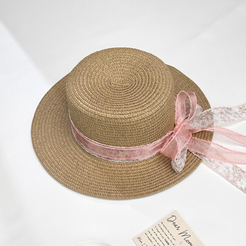 Summer big brim sun hat women's fashion ins seaside sun protection straw hat pastoral pearl face small sun hat