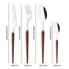 24Pcs New Wooden Handle Dinnerware Cutlery Set Stainless Steel Tableware Knife Fork Tea Spoons Silverware Western Flatware