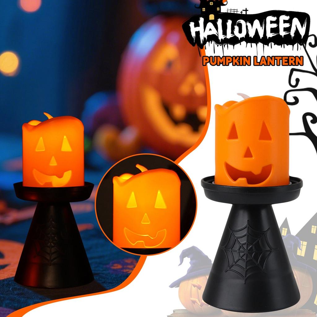 Halloween Led Candle Lights With Funny Designs And Pumpkin With Mysterious Lights Enhance The Atmosphere. Festive Decorative Items
