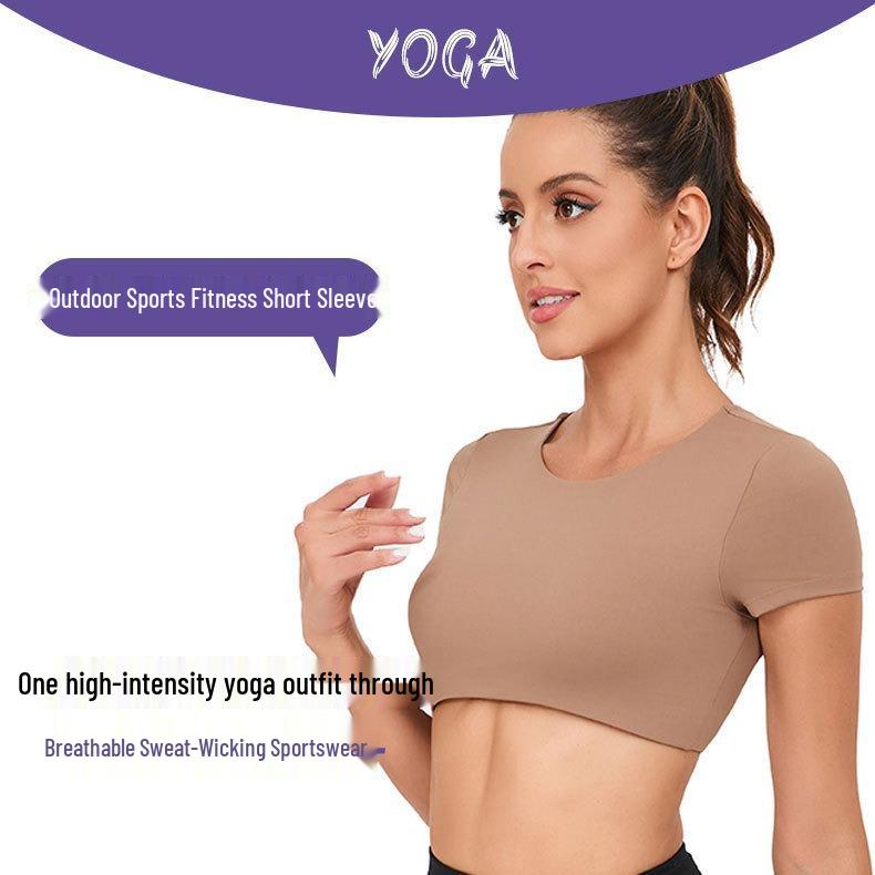 Women's Quick-Dry Short Sleeve Yoga Top - Breathable, Elastic, Tight-Fit, Summer Sport Apparel