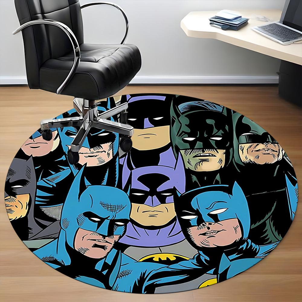 1 szt. Okrągły dywanik Batman Heroes Office, Pod krzesła biurowe, Sypialnia, Salon, Wystrój domu, Dekoracja pokoju, Dostępny w różnych rozmiarach