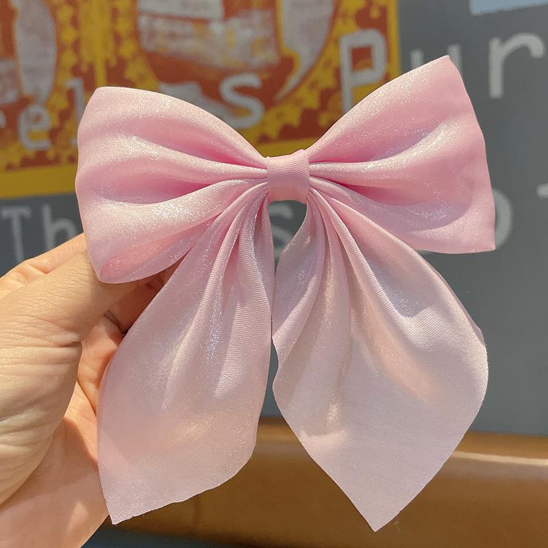 Celebrity Pearl Satin Bow Hair Clip - Black/Red Duckbill Headwear