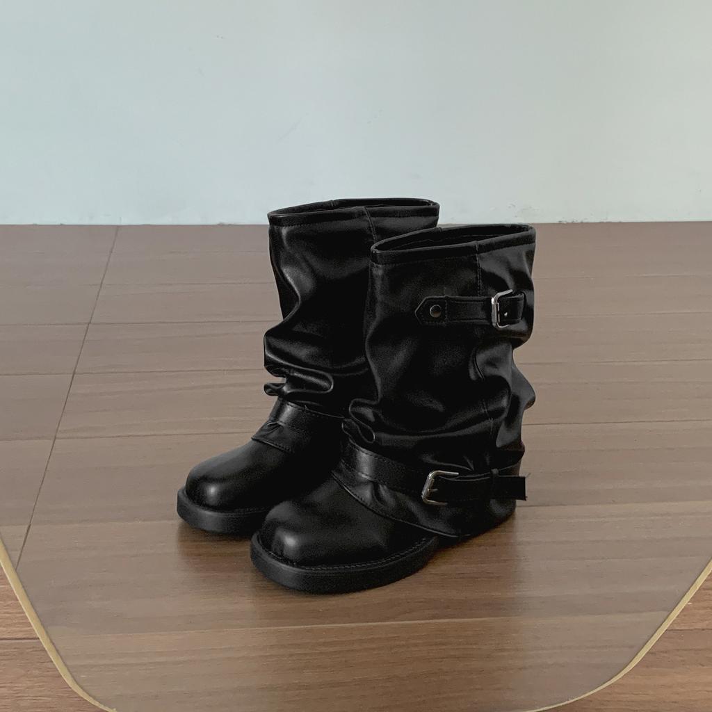 Queen Fan Braun Britischer Stil Dicke Absatzstiefel Damen 2025 Neu Herbst Vintage Stiefel mit Schaft zum Überziehen