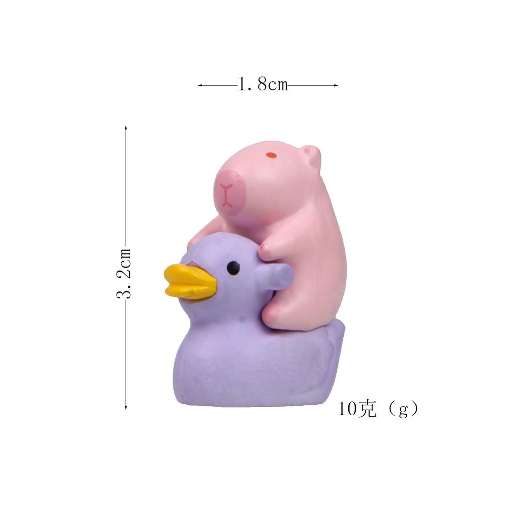 Pvc Capybara Duck Cartoon Figures Mini Garden Statues For Home Office Decor
