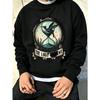 Men's Graphic Print Crew Neck Sweatshirt, Vintage Gothic Streetwear Pattern, Christmas and Halloween Pattern, Loose Fit Cut