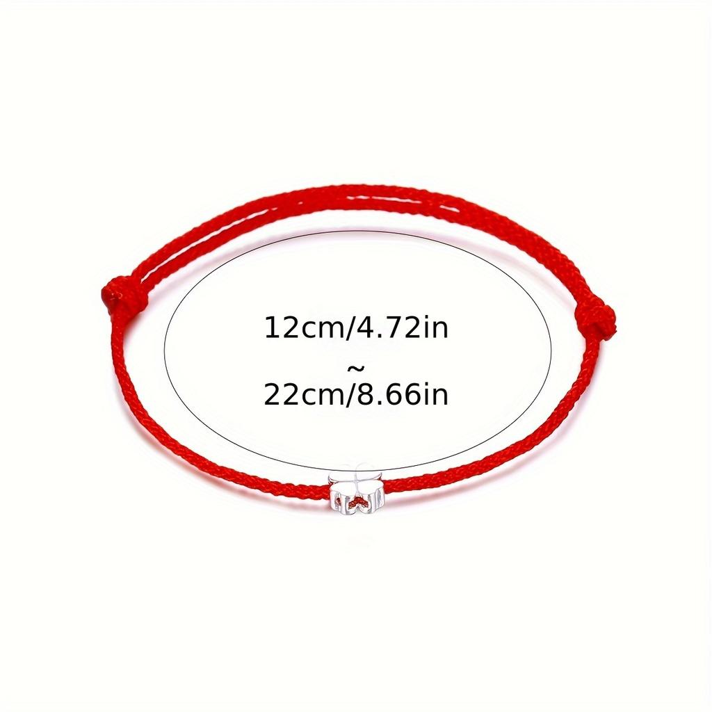 Synthetic Fiber Rope Wristband, Silver Clover Bead Pendant, for Daily Wear, Valentine's Day Birthday Gift