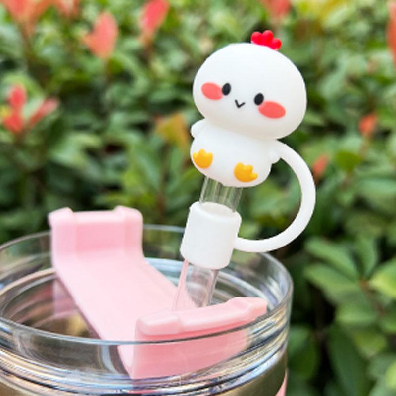 Cute Straw Cover Cap For Stanley Cup Reusable 10mm Silicone Straw Topper Compatible 30 40 Oz Tumbler With Handle Tips Lids 5Pcs Cup Holders 5