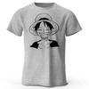 One Piece Luffy Reines Baumwoll Kurzarm Mode Streetwear Übergröße Locker Sport T-Shirt für Herren und Damen